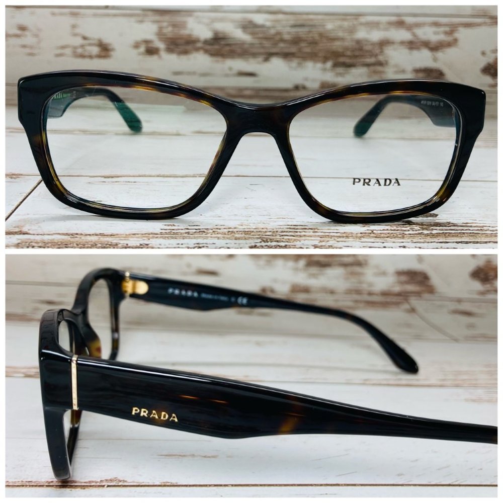 Prada Square Brown Havana Gold Eyeglasses Glasses Frames NWOT - Picture 1 of 12